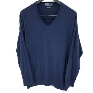 Polo Ralph Lauren Mens‎ V Neck Cotton Cashmere Sweater Blue 2XLT